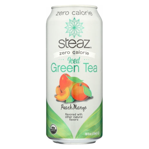 Organic Zero Calorie Peach Mango Green Tea 16 Oz (Case of 12) by Steaz