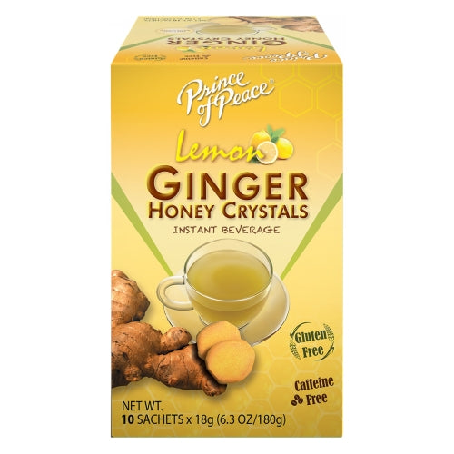 Instant Natural Lemon Ginger Honey Crystals 10 Bags by Prince Of Peace