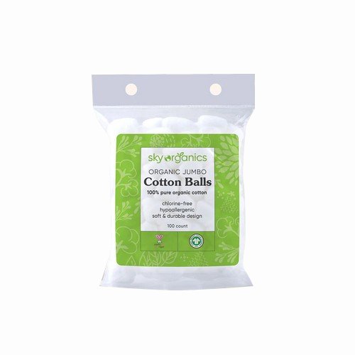 Organic Jumbo Cotton Balls 100 Count by Sky Organics