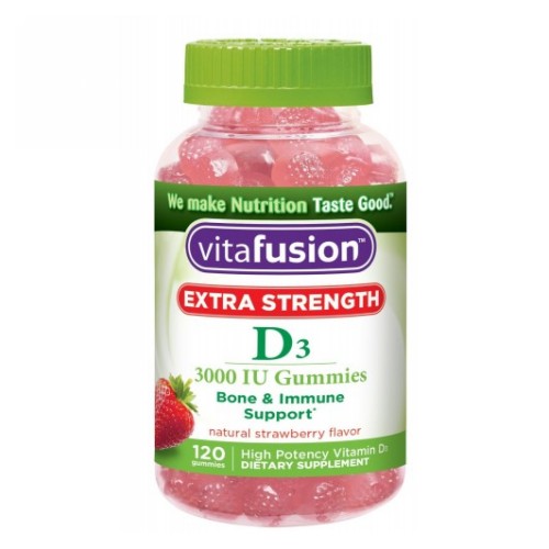 Natural Vitamin D3 Extra Strength Strawberry 120 Gummies by Vitafusion