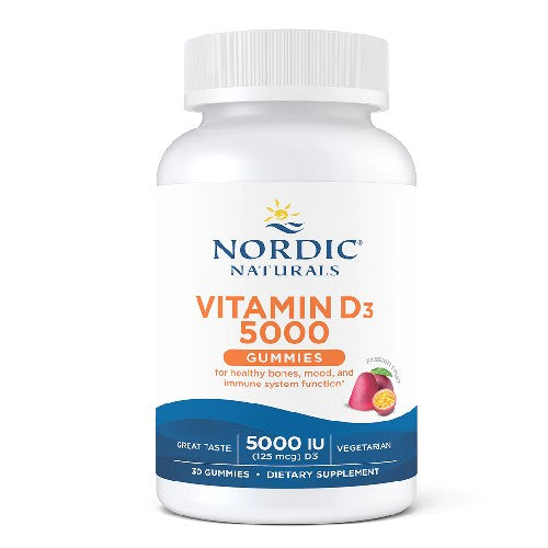 Vitamin D3 5000 Gummies, Passion Fruit 30 Count by Nordic Naturals