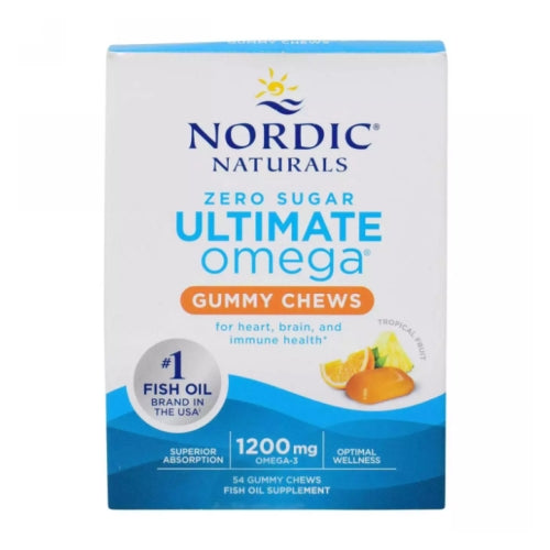 Zero Sugar Ultimate Omega Tropical Fruit Gummies 54 Count by Nordic Naturals