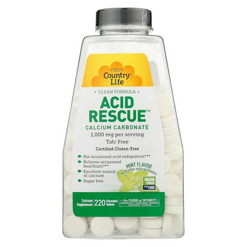 Acid Rescue Mint Chewable 220 Count by Country Life