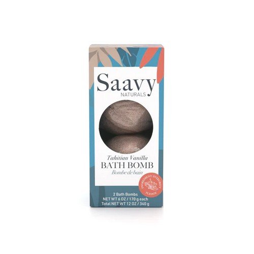 Tahitian Vanilla Bath Bomb Duo 12 Oz by Saavy Naturals