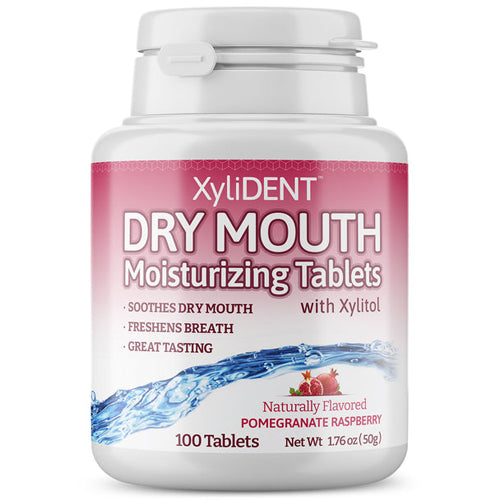 Xylitol for Dry Mouth Pomegranate Raspberry 100 Tabs by Xylident