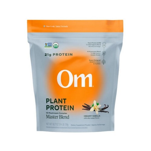 Organic Master Blend Plant-Based Protein Creamy Vanilla 18.27 Oz by Om Mushrooms