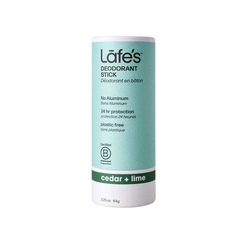 Natural Deodorant Stick Plastic Free Cedar And Lime 2.25 Oz by Lafes Natural Body Care