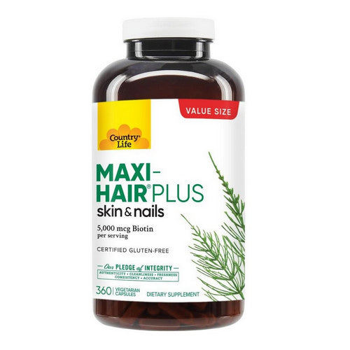 Maxi Hair Plus Biotin 360 Vegetarian Capsules by Country Life