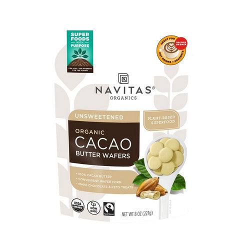 Organic Cacao Butter Wafers Unsweetened 8 Oz by Navitas Organics