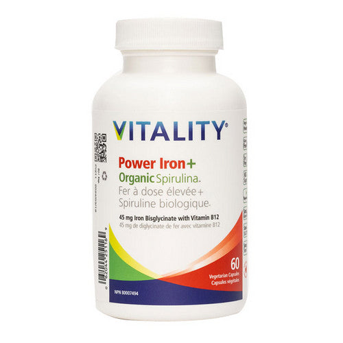 Power Iron Plus Spirulina 60 Veg Caps by Vitality