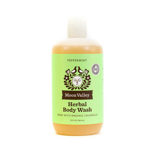 Herbal Body Wash Peppermint 12.9 Oz by Moon Valley Organics