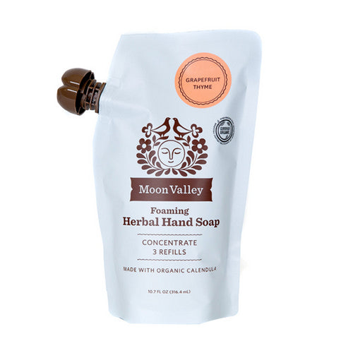 Foaming Herbal Hand Soap 3x Refill Pouch Grapefruit Thyme 10.7 Oz by Moon Valley Organics