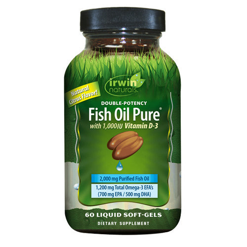 Double-Potency Fish Oil Pure with Vitamin D3 60 Softgels by Irwin Naturals