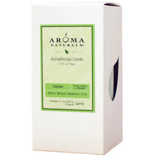 Verbena Lime Green Pillar 2 1 Candle by Aroma Naturals