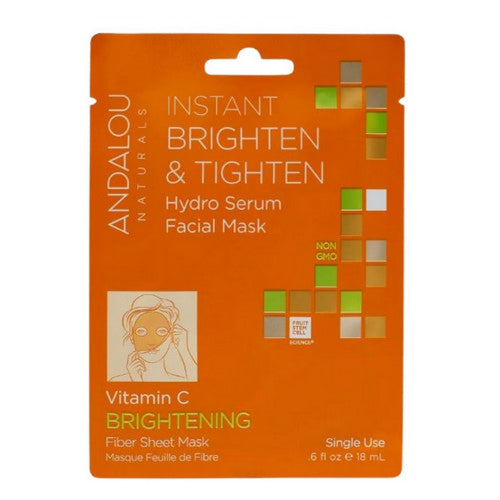 Beauty 2 Go Brighten & Tighten Facial Sheet Mask 0.6 Oz by Andalou Naturals