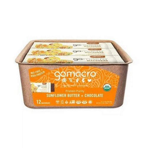 Organic Macrobar Sunflower Butter Chocolate 12 Count by Gomacro