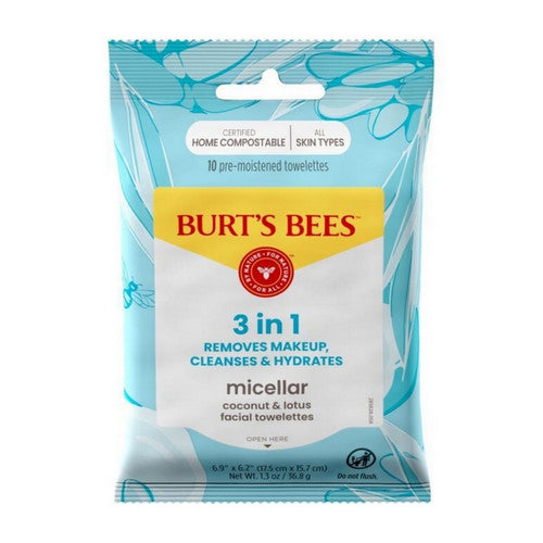 Micellar Coconut Lotus Makeup Removing Towelettes 10 Count by Burts Bees