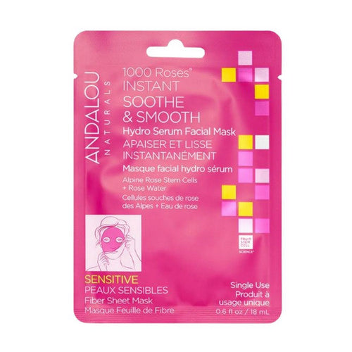 1000 Roses Instant Soothe & Smooth Sheet Mask 0.6 Oz by Andalou Naturals