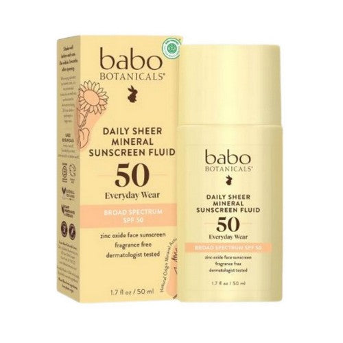 Daily Sheer Mineral Sunscreen Fluid Spf 50 1.7 Oz by Babo Botanicals