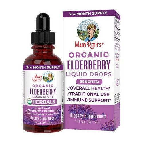 Organic Elderberry Drops Blueberry Plus Raspberry 1 Oz by MaryRuth's