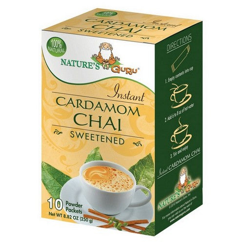Cardamom Chai Sweetened Instant Chai 10 Count by Nature’s Guru