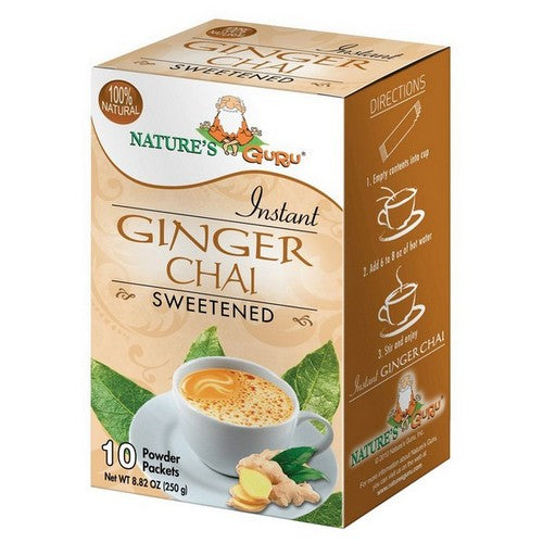 Ginger Chai Sweetened Instant Chai 10 Count by Nature’s Guru