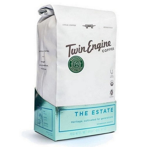 Organic Estate Breakfast Whole Bean Coffee 14 Oz by Twin Engine Coffee