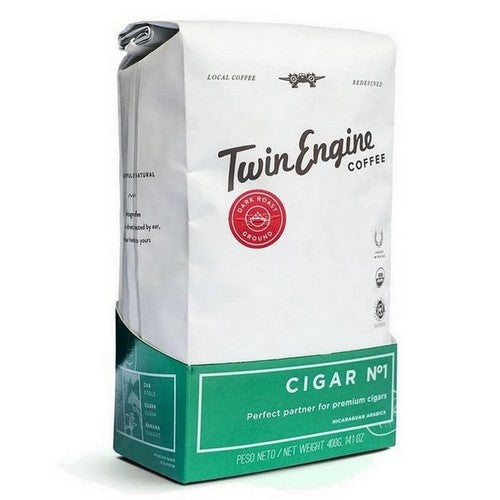 Organic Cigar No 1 Dark Ground Coffee 14 Oz by Twin Engine Coffee