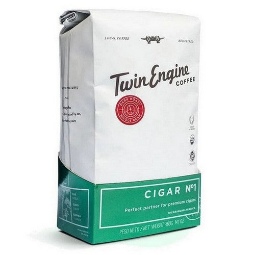 Organic Cigar Dark Whole Bean Coffee 14 Oz by Twin Engine Coffee