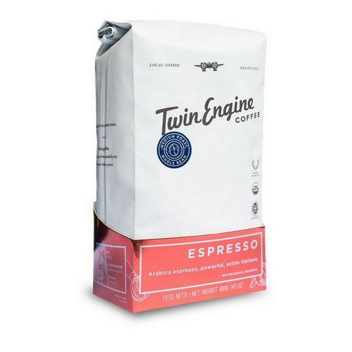 Organic Espresso Whole Bean Coffee Pack 14 Oz by Twin Engine Coffee