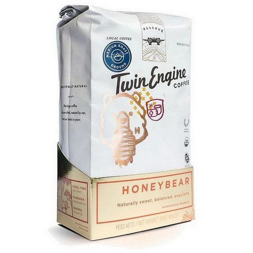 Organic Ground Honey Bear Edition Dark Coffee 10.5 Oz by Twin Engine Coffee
