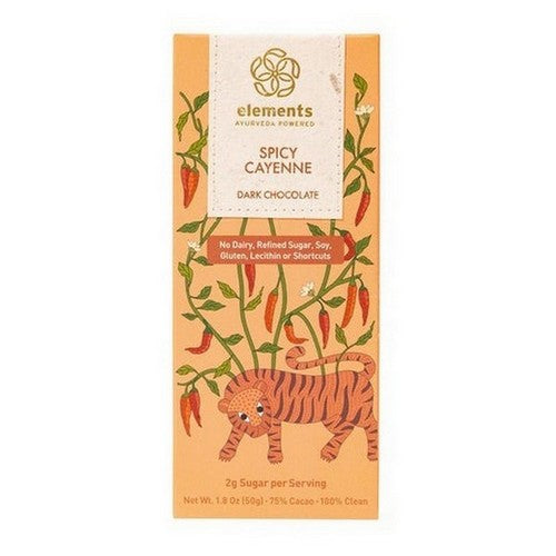 Spicy Cayenne with Cinnamon Infusion Chocolate Bar 1.8 Oz by Elements Truffles