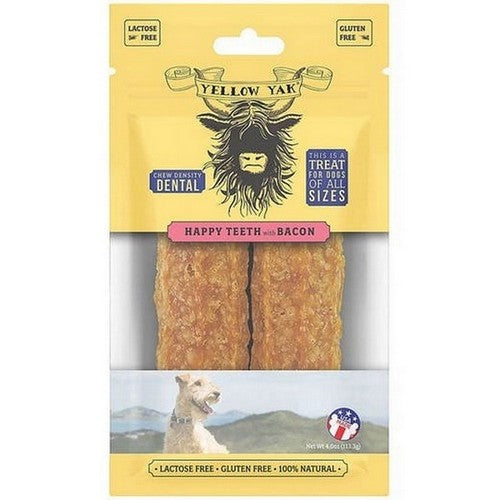 Happy Teeth Dental Chews Dog Treats Bacon 4 Oz by Yellow Yak