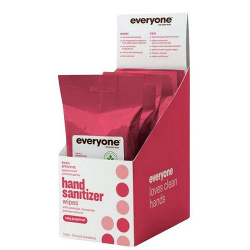 Ruby Grapefruit Hand Sanitizer Wipes 15 Count by Everyone