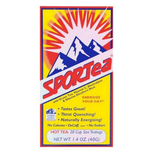 Hot Tea 20 Cup Size Teabags With Green Tea Vitamin C Electrolytes  And Siberian Eleuthero Root 1.4 Oz by Sportea