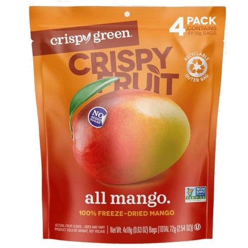 Mango Freeze Dried Fruit 0.63 Oz / 4 Pack by Crispy Green