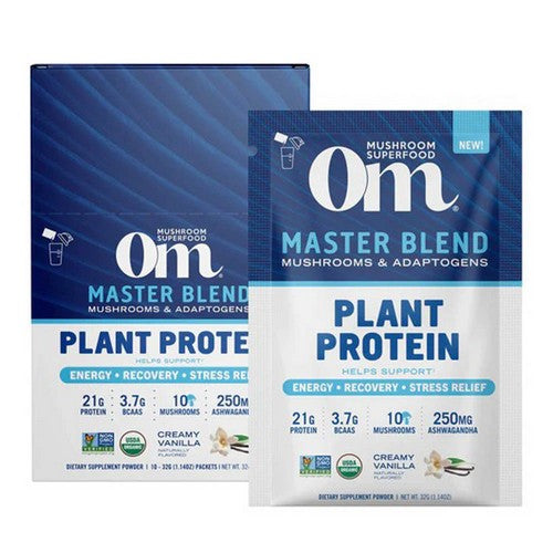 Mushroom Master Blend Protein Vanilla 10 Count by Om Mushrooms
