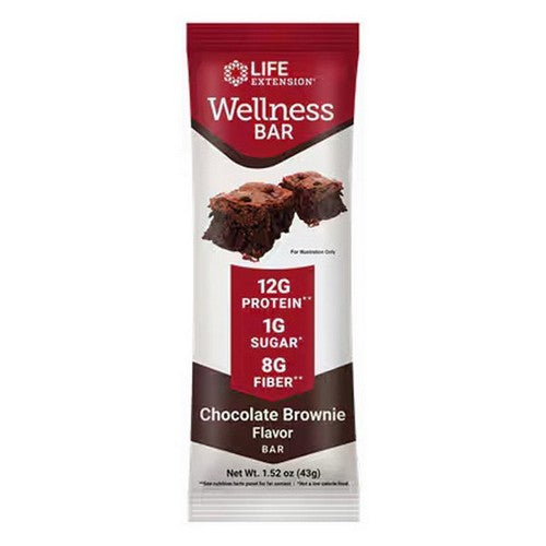 Wellness Bar Chocolate Brownie Flavor 6 Bars (1.52 Oz Each) by Life Extension