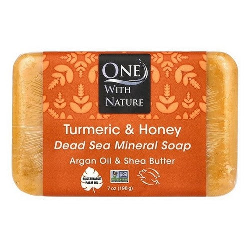 Dead Sea Minerals Bar Soap Turmeric & Honey 7 Oz by One with Nature