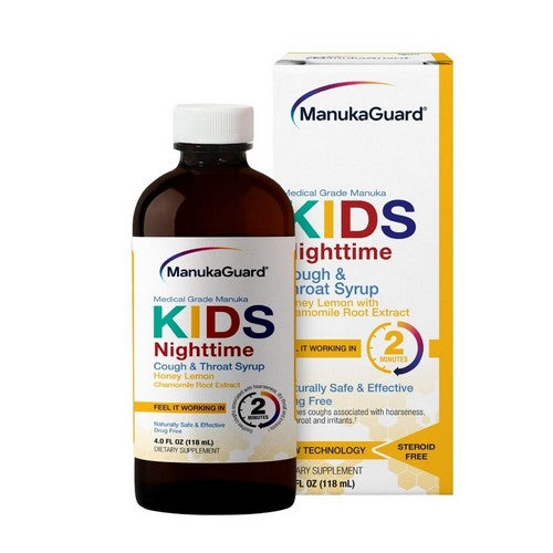 Manuka Honey Kid'S Cough And Throat Syrup Nighttime Honey Lemon 4 Oz by Manuka Guard
