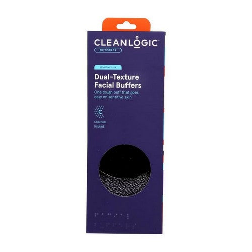 Dual-Texture Facial Buffers Charcoal Infused Sensitive Skin 3 Count by Cleanlogic