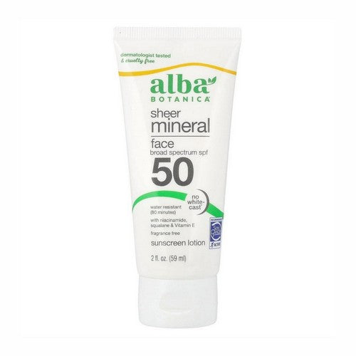 Sheer Mineral Face Sunscreen Lotion Spf 50 Fragrance Free 2 Oz by Alba Botanica