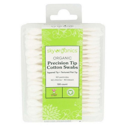 Organic Precision Tip Cotton Swabs 100 Count by Sky Organics