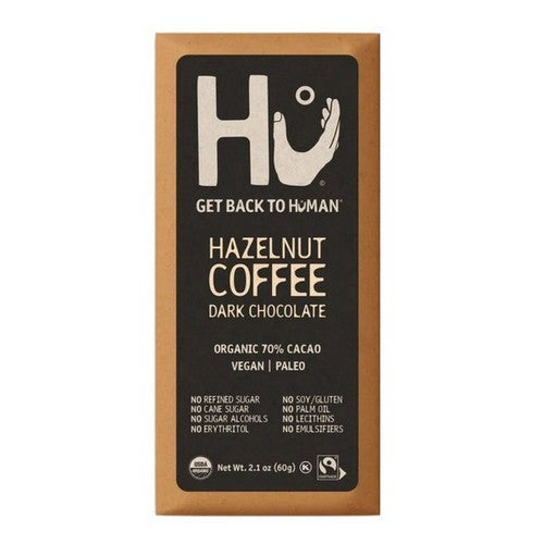 Organic Hazelnut Coffee Dark Chocolate Bar 2.1 Oz(Case Of 12) by Hu