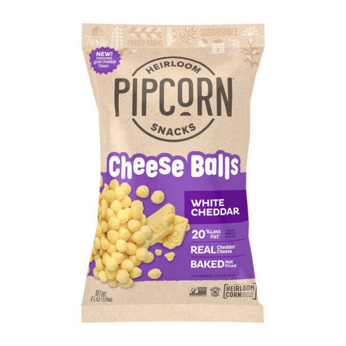 White Cheddar Cheese Balls 4.5 Oz (Case Of 12) by Pipcorn