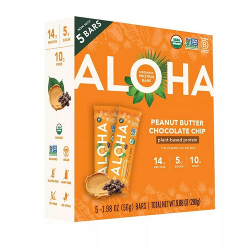 Peanut Butter Chocolate Chip Bar 5 Packets (Case Of 6) by Aloha