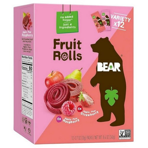 Fruit Rolls Strawberry And Raspberry Variety 8.4 Oz(Case Of 5) by Bear