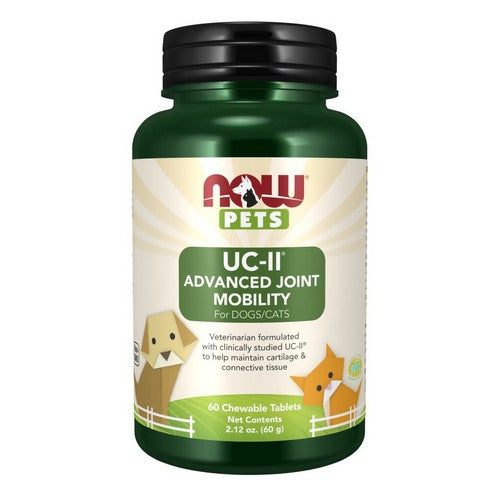 UC-II Advanced Joint Mobility Chewable Tablets for Dogs & Cats 60 Tabs by Now Foods