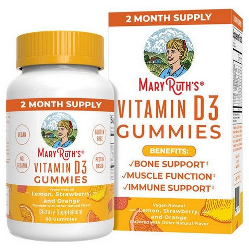 Organics Vitamin D3 Gummies Lemon Strawberry And Orange 60 Gummies by MaryRuth's