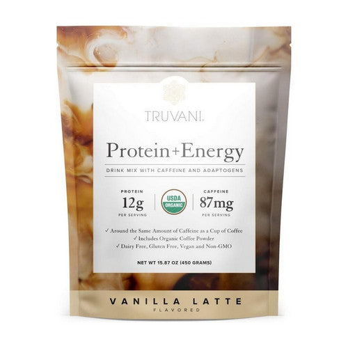 Protein Plus Energy Vanilla Latte Powder 15.87 Oz by Truvani
